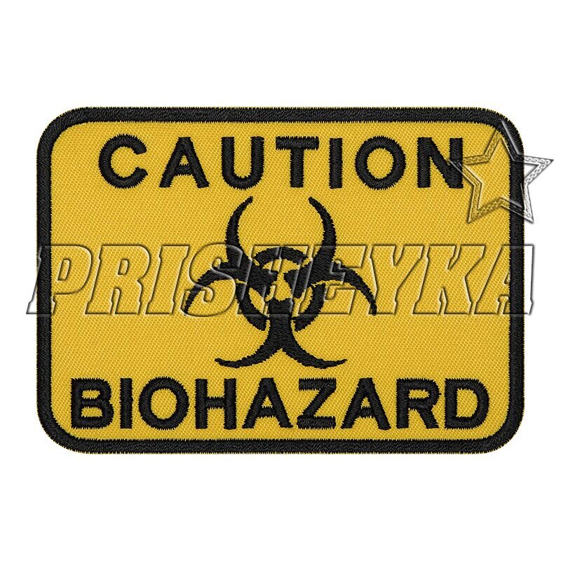 Caution Biohazard знак прямоугольный нашивка вышивка